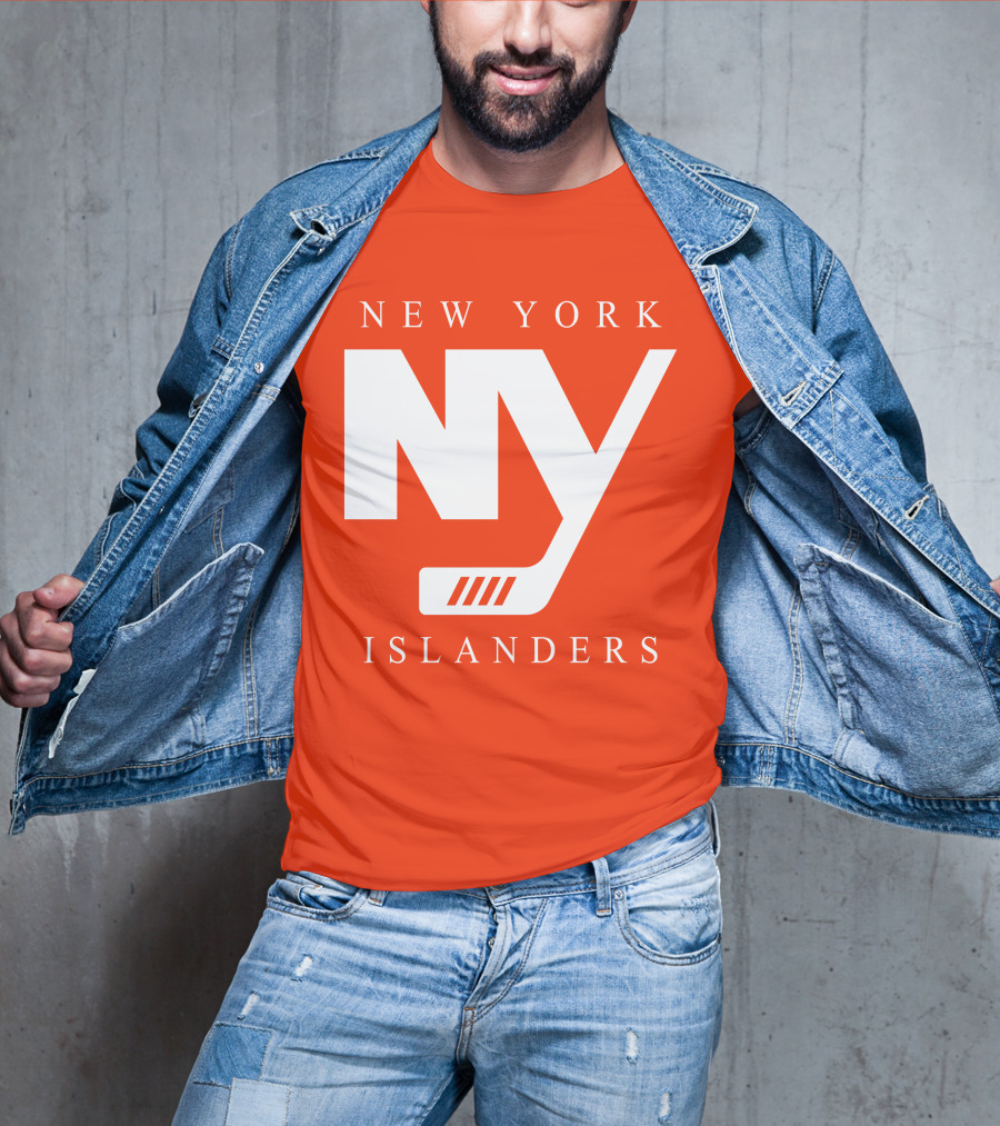 New York Islanders NY Hockey Text Stamp T-Shirt