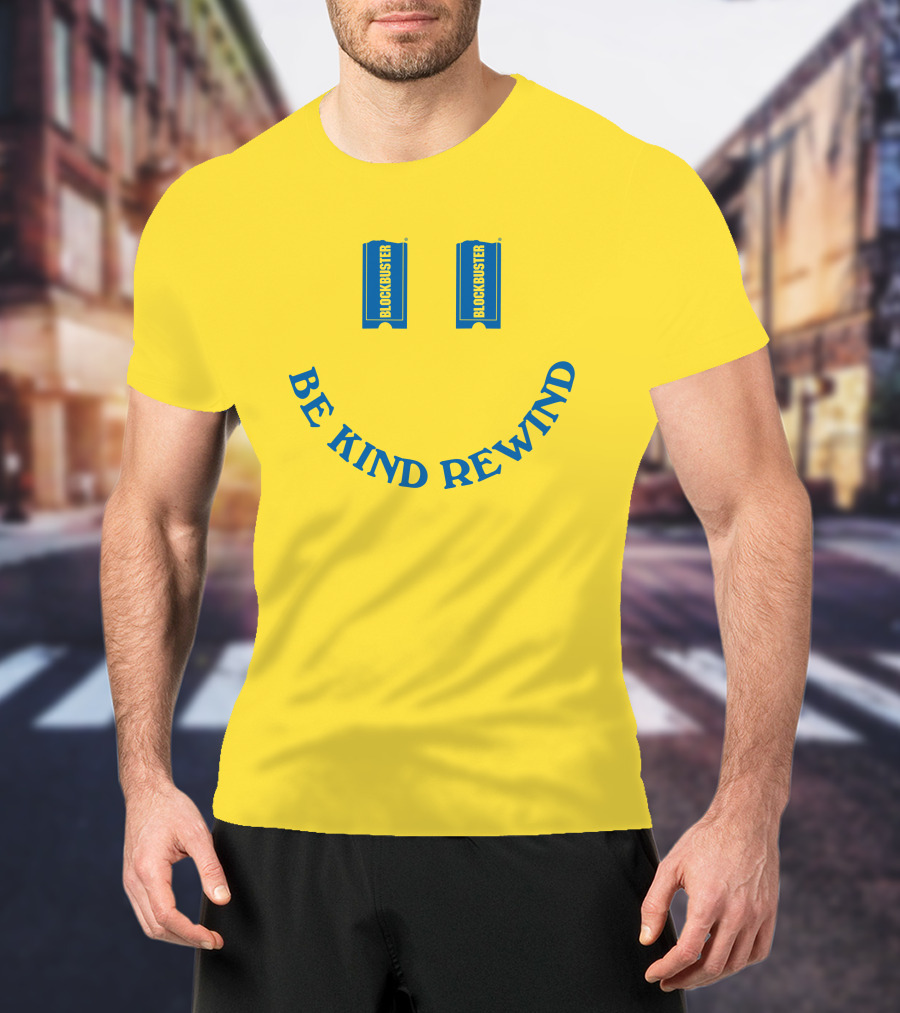 Blockbuster Be Kind Rewind Smiley Face Concept T-Shirt