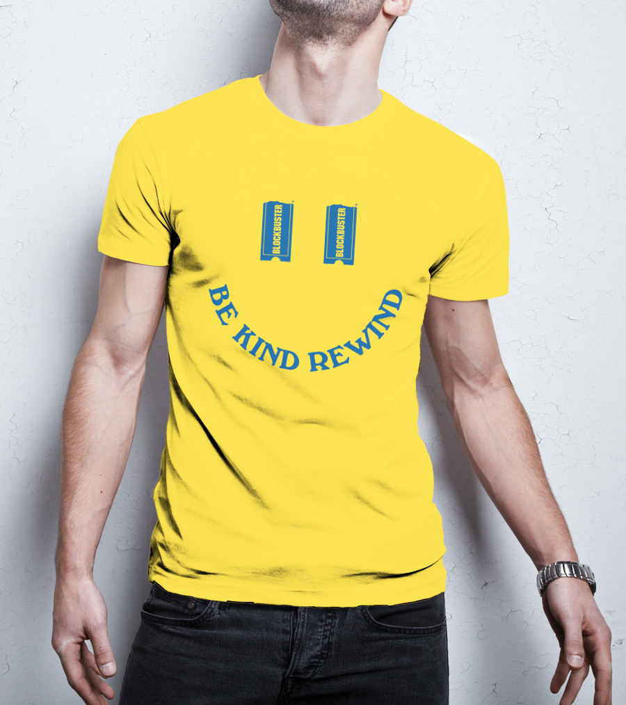 Blockbuster Be Kind Rewind Smiley Face Concept T-Shirt