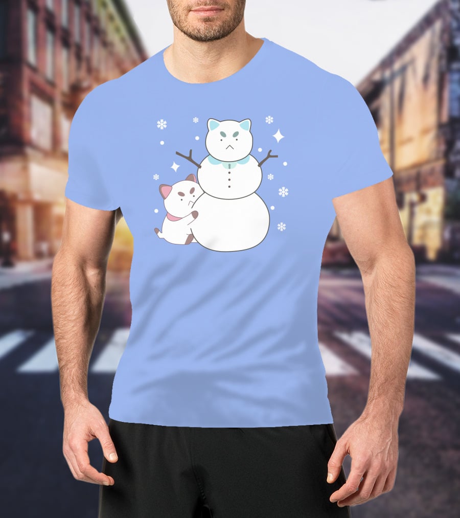 Bee And Puppycat Cute Snowman Scene T-Shirt