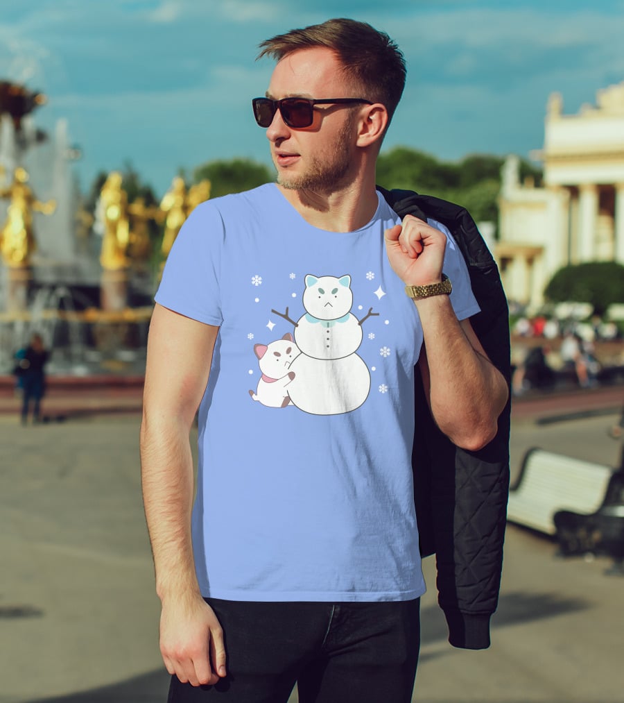 Bee And Puppycat Cute Snowman Scene T-Shirt