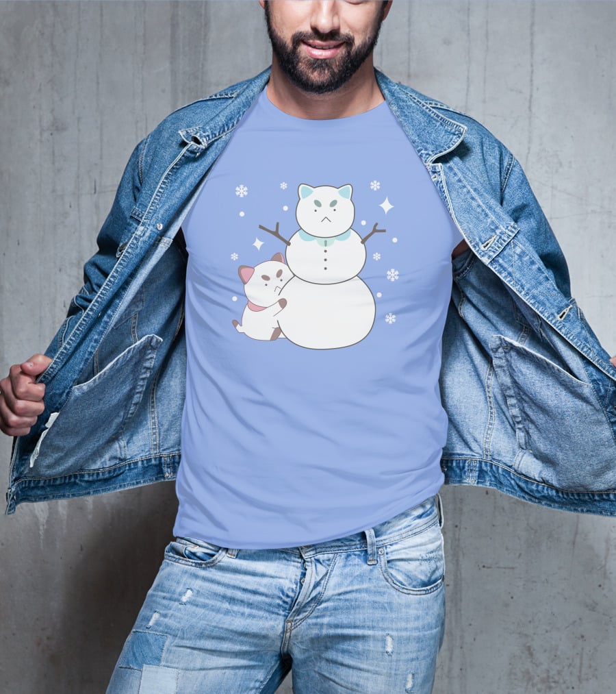 Bee And Puppycat Cute Snowman Scene T-Shirt