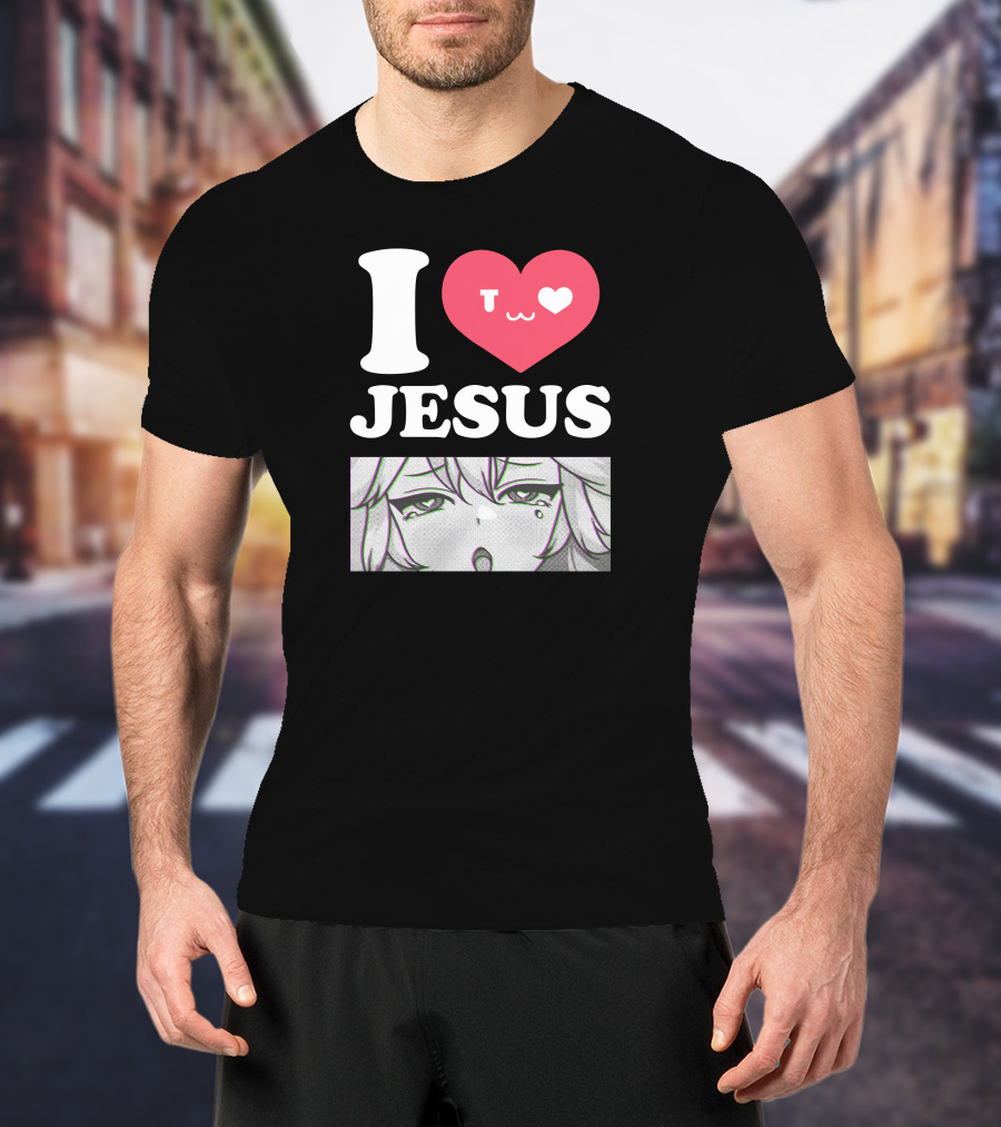 Vshojo I Love Jesus Heart Anime Face UwU Expression T-Shirt