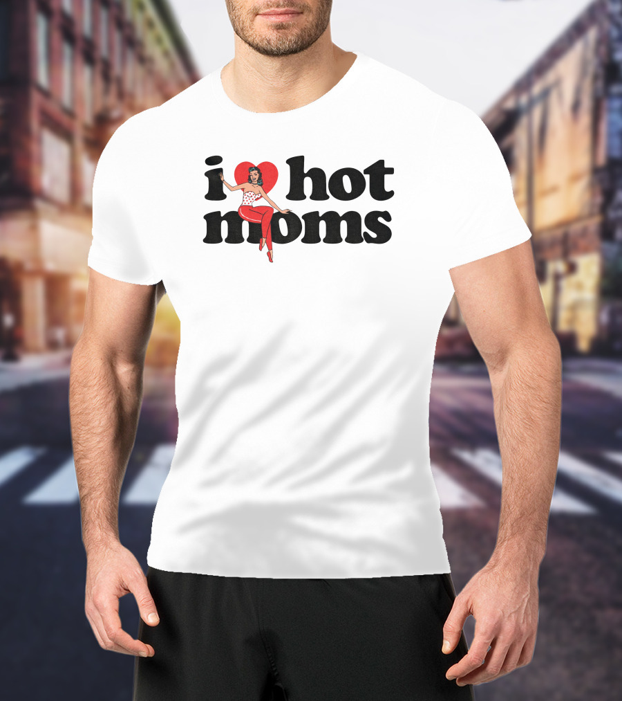 Danny Duncan I Heart Hot Moms Retro Style White T-Shirt