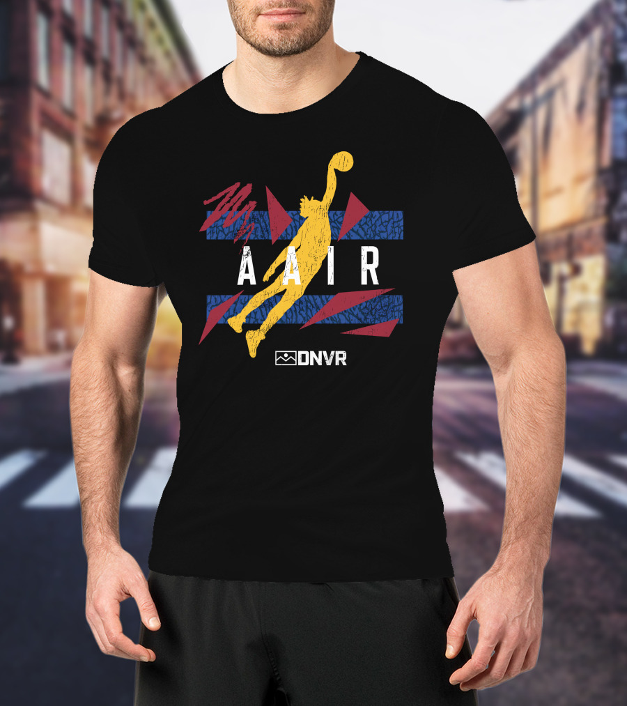 AAIR AG Basketball Jump With Blue And Red Geometric Elements T-Shirt