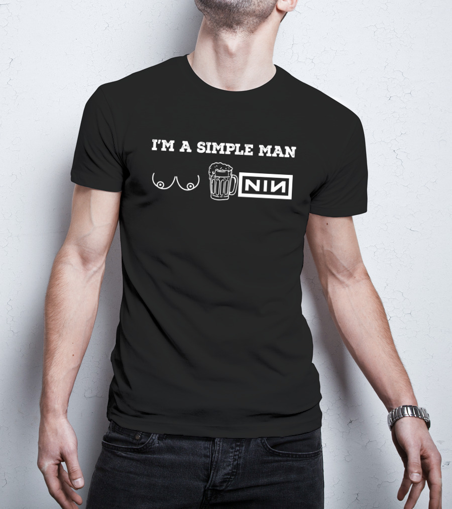 I'm A Simple Man I Like Mountain Biking Beer Dogs T-Shirt
