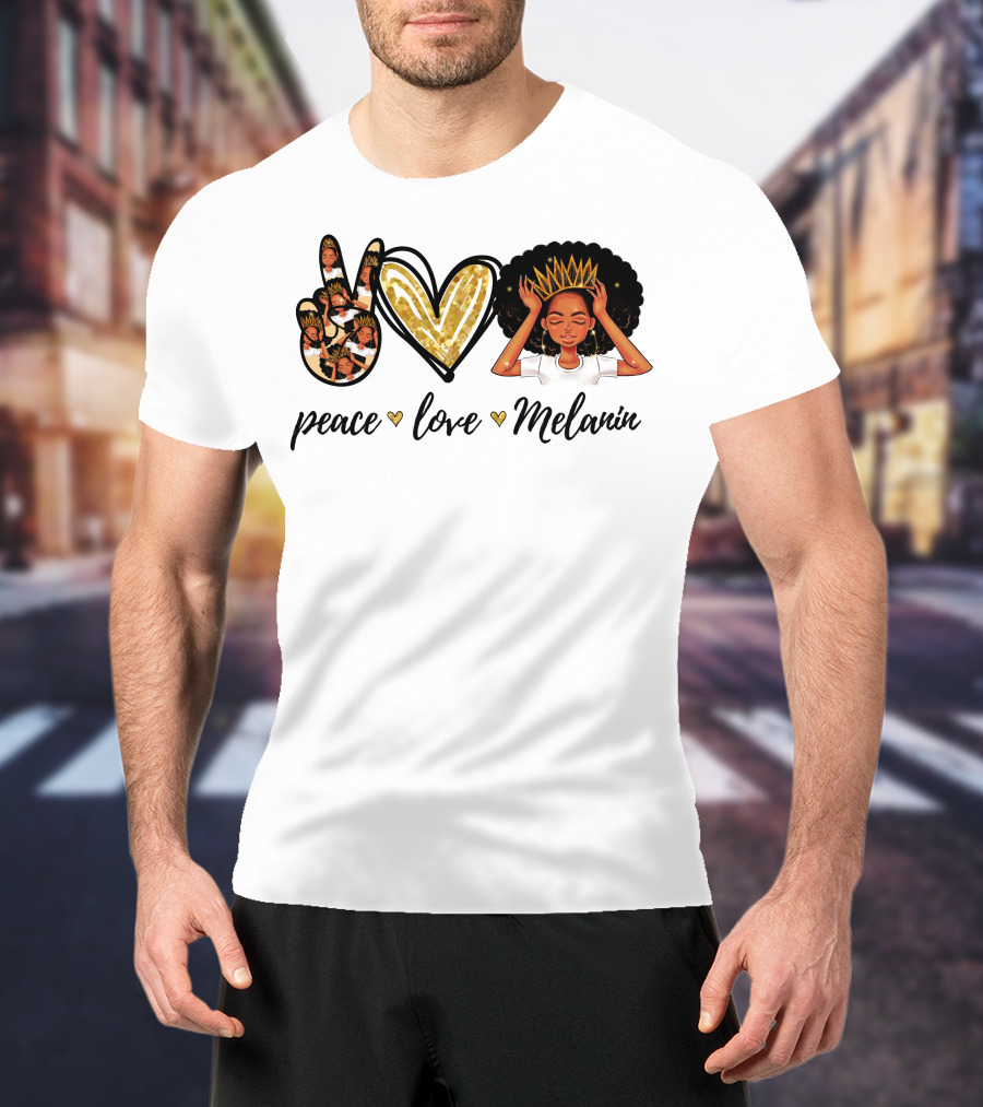 Peace Love Melanin Black Lives Matter Human Rights Equality Empowerment Icons T-Shirt
