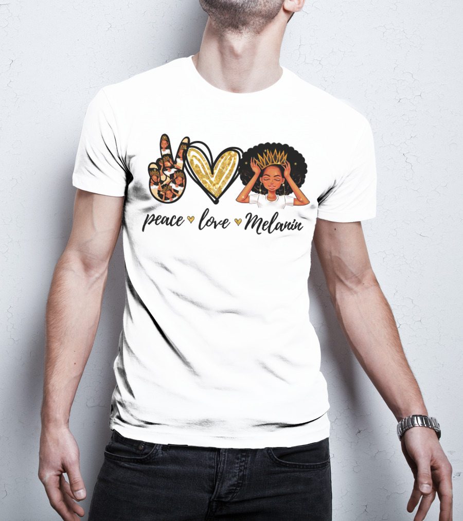 Peace Love Melanin Black Lives Matter Human Rights Equality Empowerment Icons T-Shirt