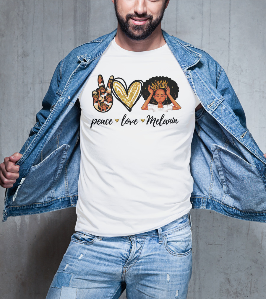 Peace Love Melanin Black Lives Matter Human Rights Equality Empowerment Icons T-Shirt