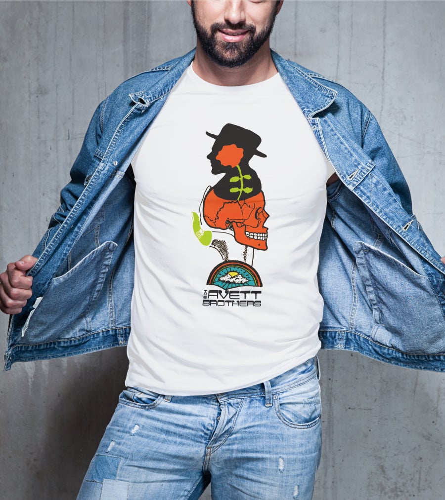 Avett Brothers Merch Skull Flower Hat Sunburst T-Shirt