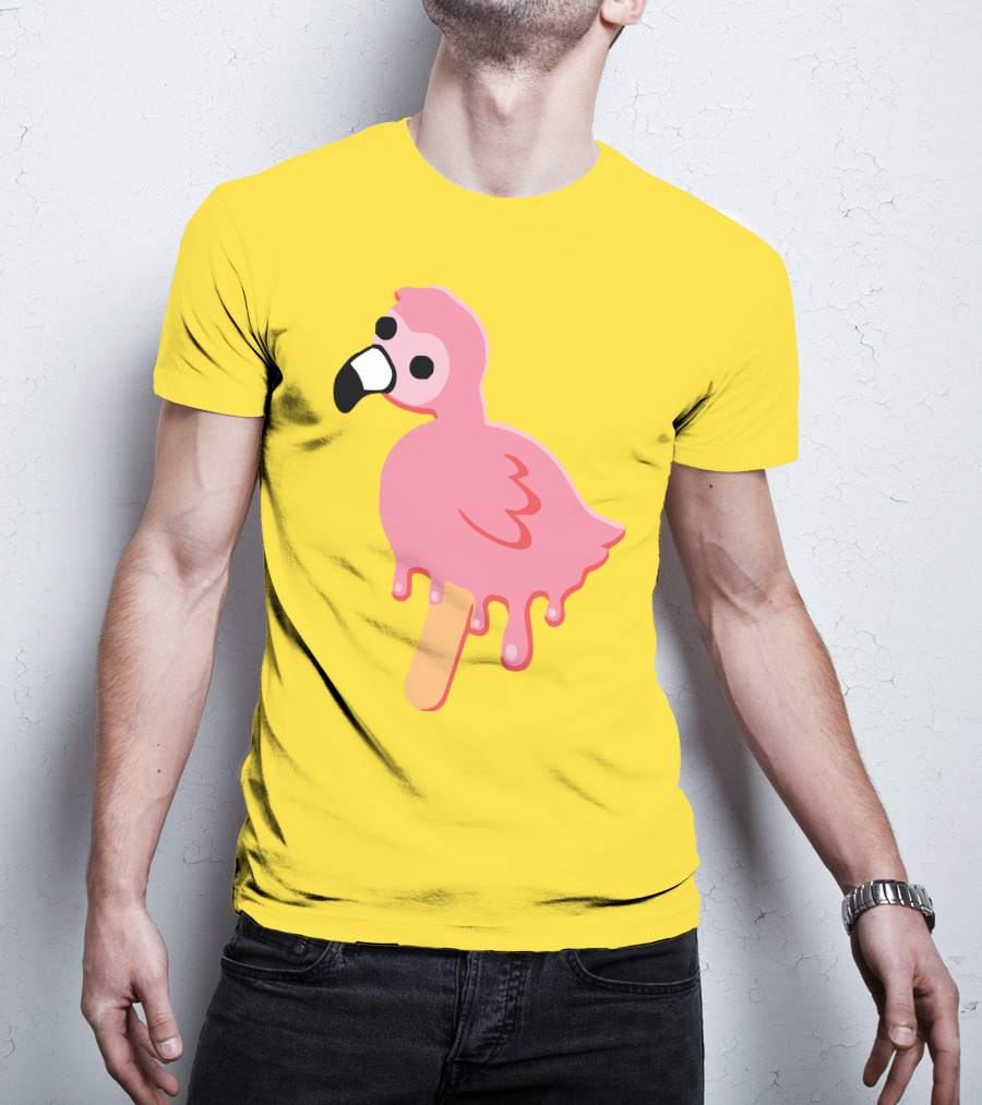 Mrflimflam Flamingo Popsicle Design Yellow Background T-Shirt