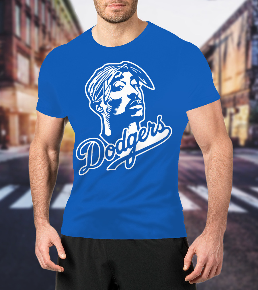 Tupac Dodgers Urban Streetwear Icon Collaboration T-Shirt