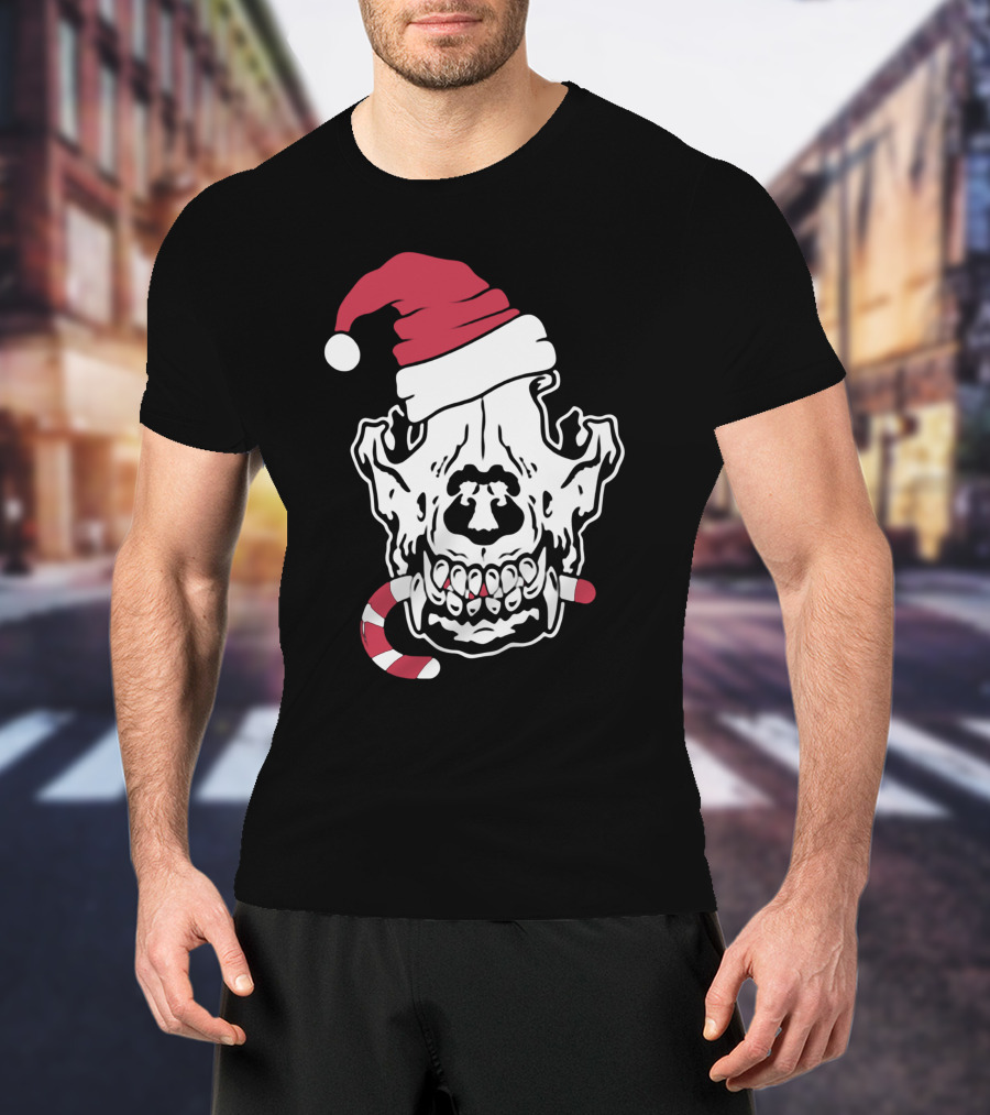 Streetspeed717 Skull Santa Candy Cane Holiday T-Shirt