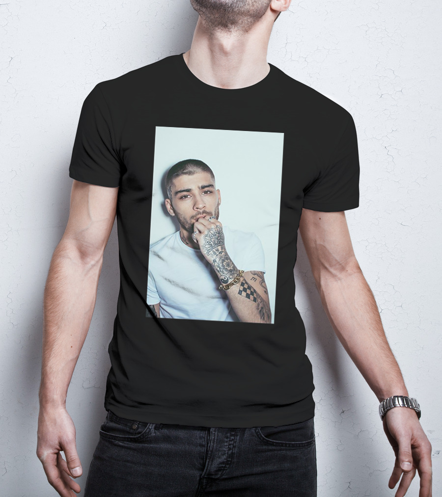Zayn Malik Tattoo Style White Tee Casual Look T-Shirt