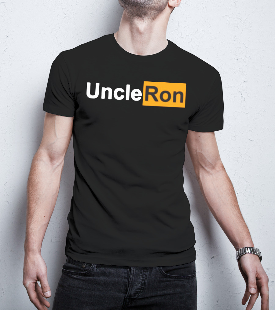 Uncle Ron Black And Orange Text Block T-Shirt