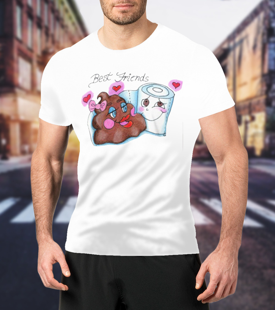 Best Friends Poop And Toilet Paper With Hearts T-Shirt