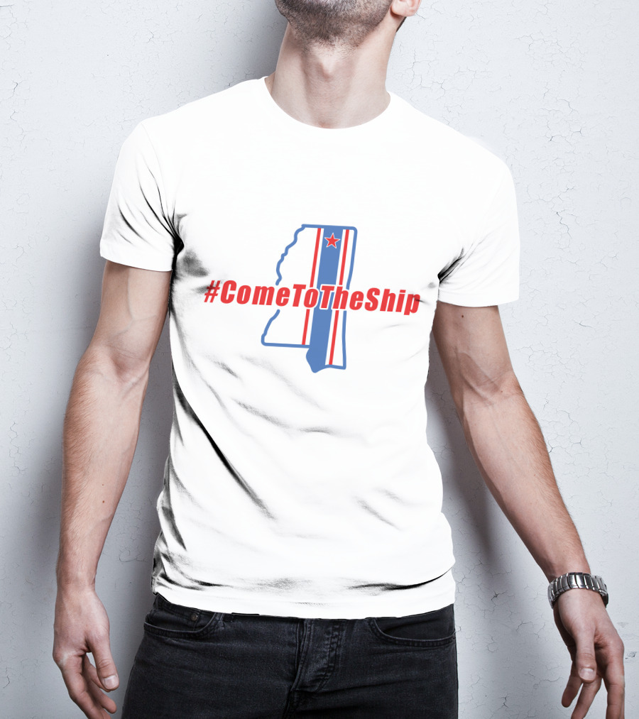 ComeToTheShip Mississippi Map Red Star Stripes T-Shirt