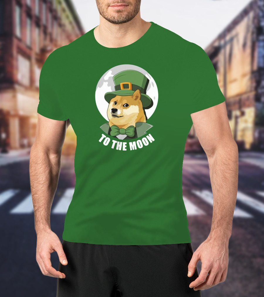TO THE MOON Doge Leprechaun T-Shirt