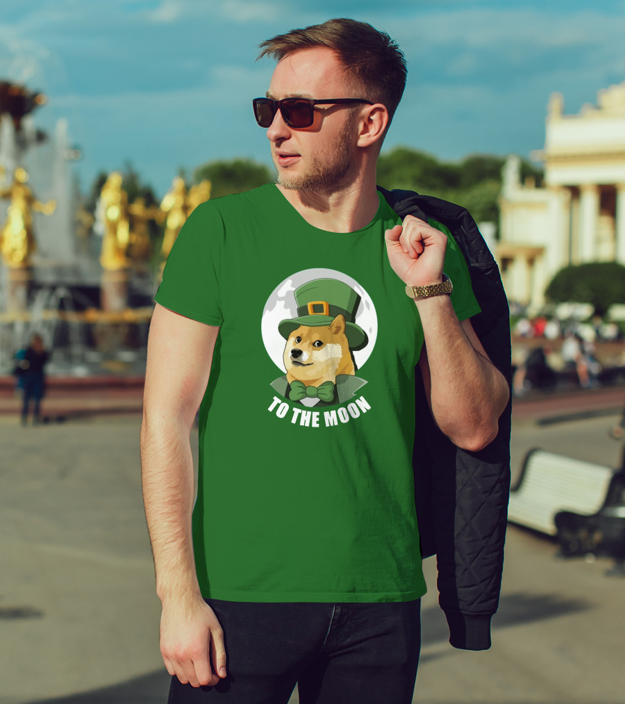 TO THE MOON Doge Leprechaun T-Shirt