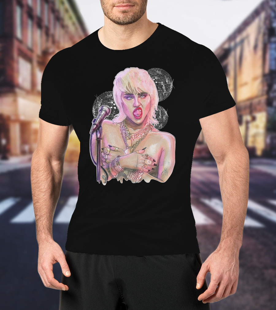 Miley Cyrus Disco Microphone Chains T-Shirt