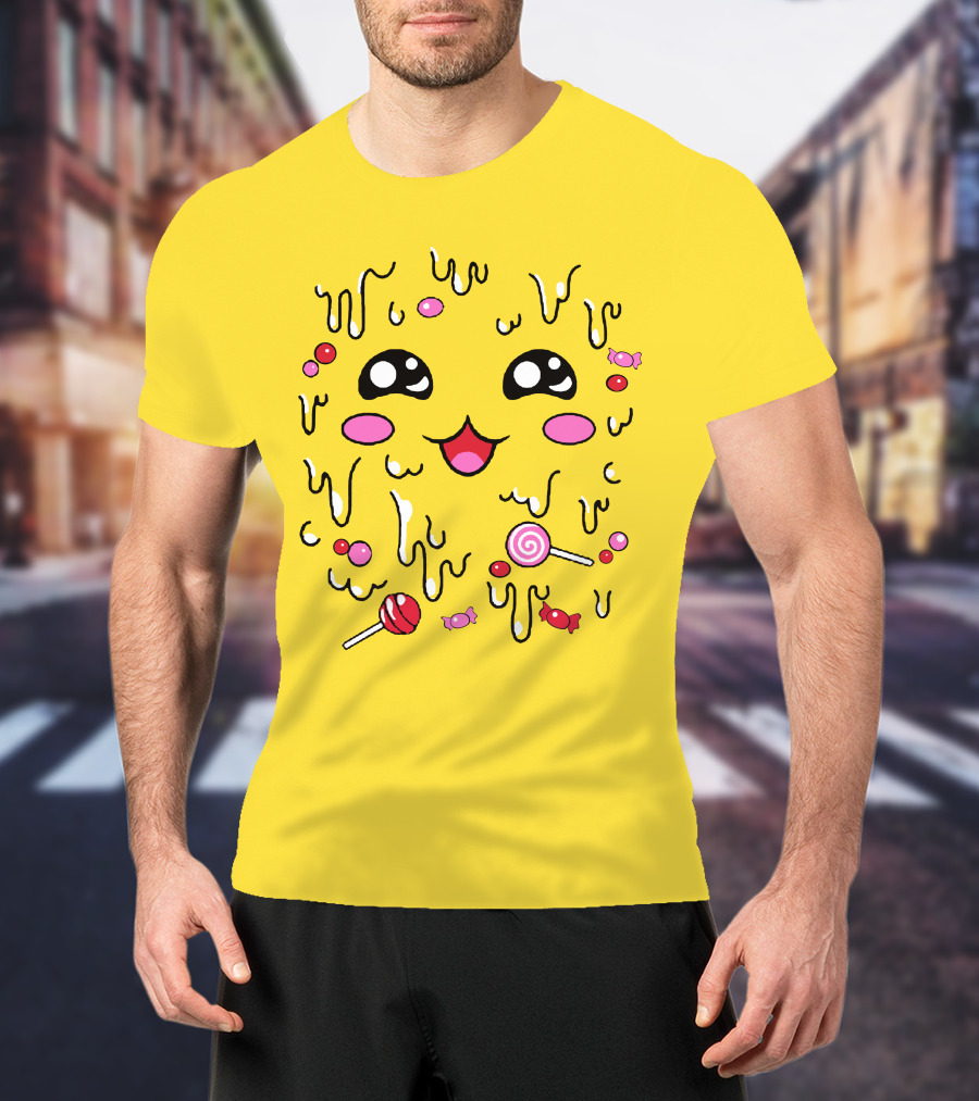 Newscapepro Merch Kawaii Candy Face With Lollipops And Sweets T-Shirt