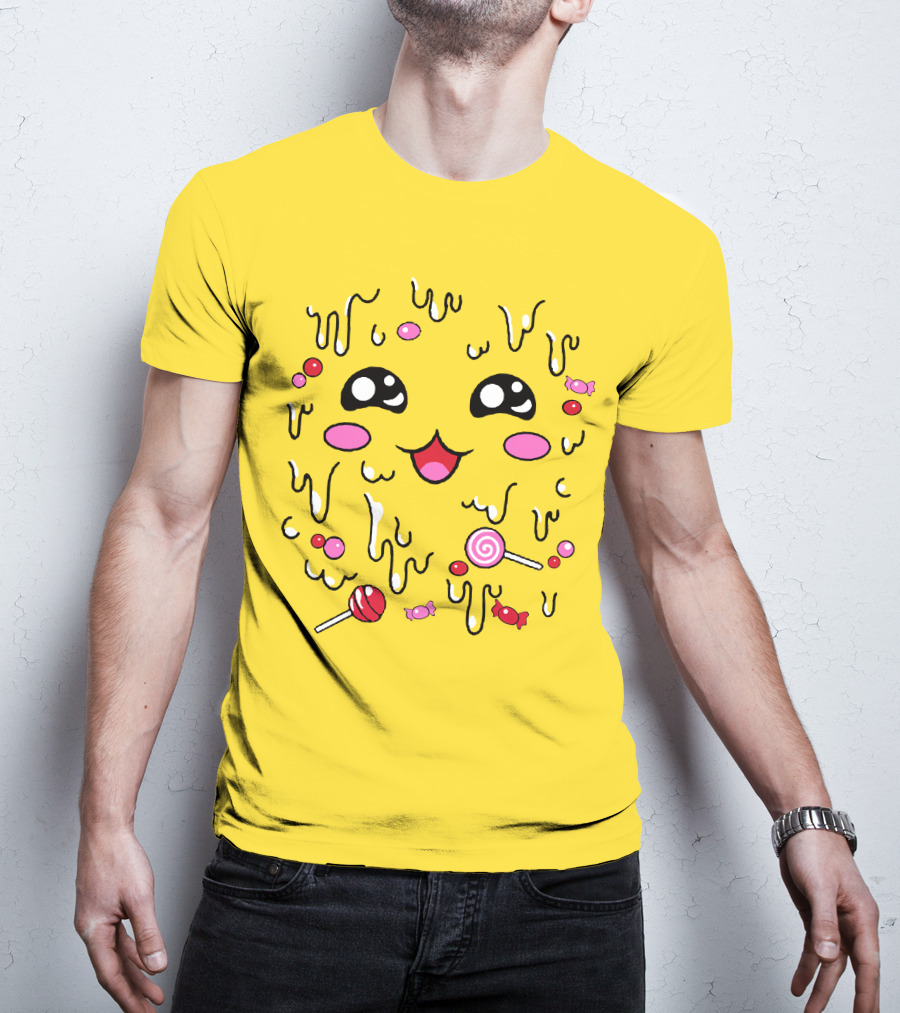 Newscapepro Merch Kawaii Candy Face With Lollipops And Sweets T-Shirt