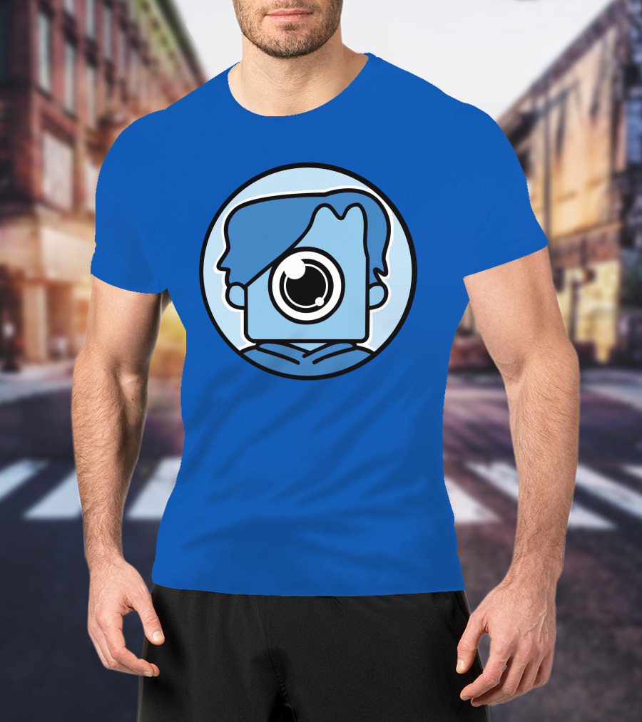 NewScapePro Blue Circle Cartoon Character With Camera Eye T-Shirt