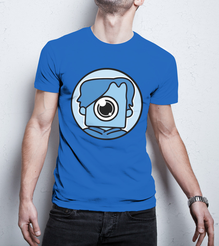 NewScapePro Blue Circle Cartoon Character With Camera Eye T-Shirt