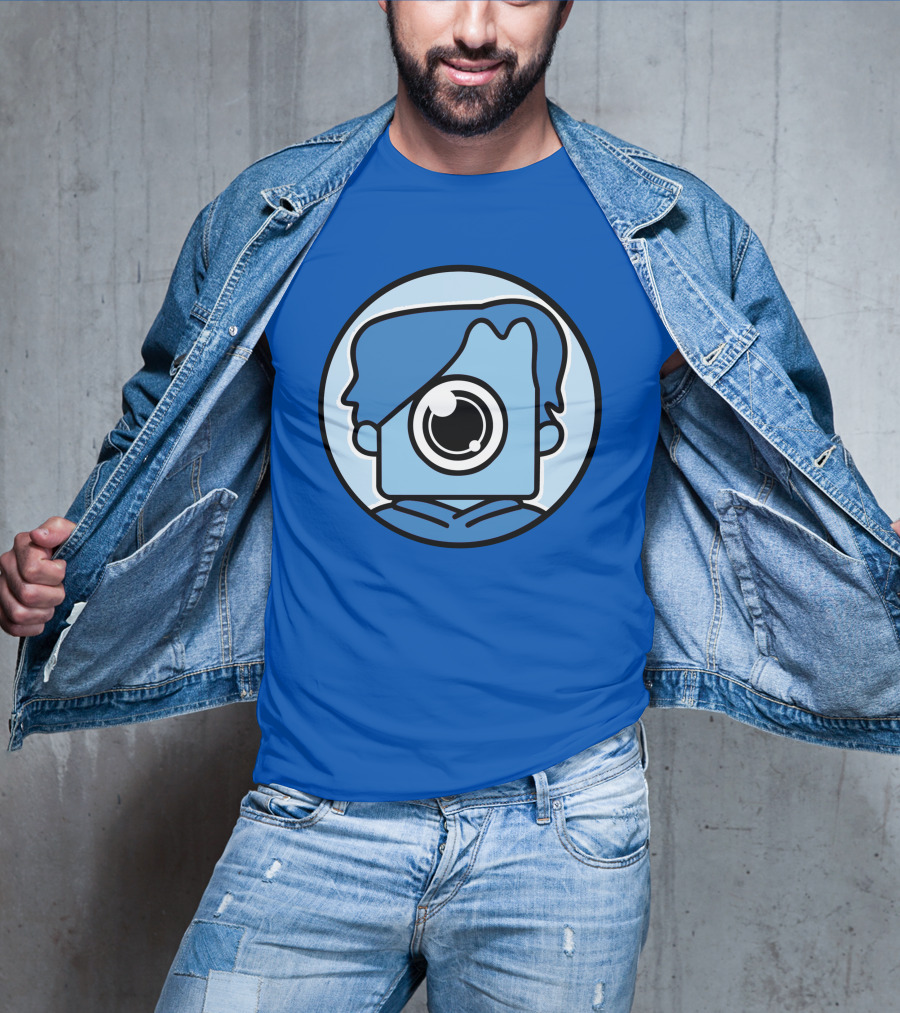 NewScapePro Blue Circle Cartoon Character With Camera Eye T-Shirt