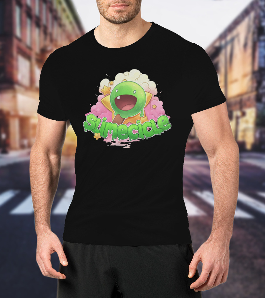 Slimecicle Cute Starry Green Slime Character T-Shirt