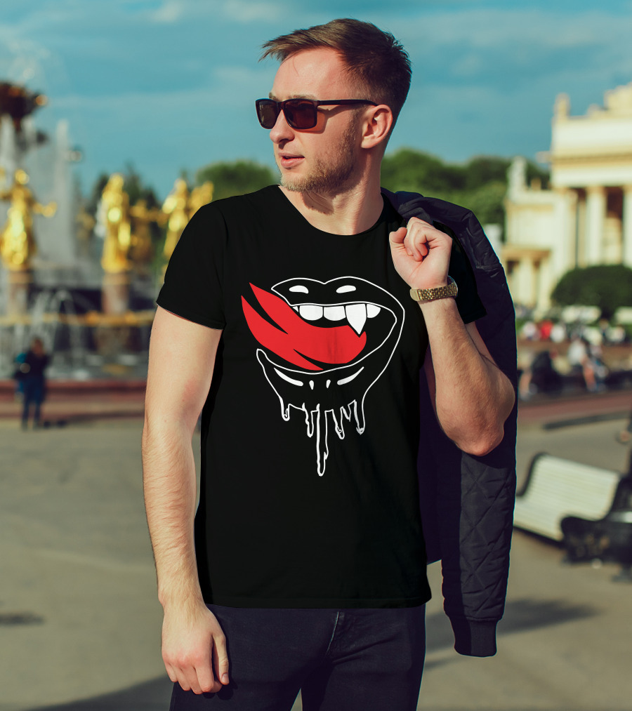 Falling In Reverse Vampire Lips Dripping Design Merch T-Shirt