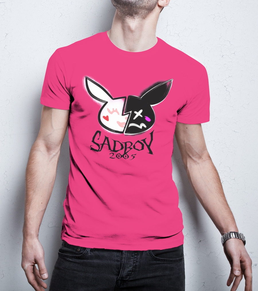 SADBOY 2005 Bunny Logo Pink Background T-Shirt