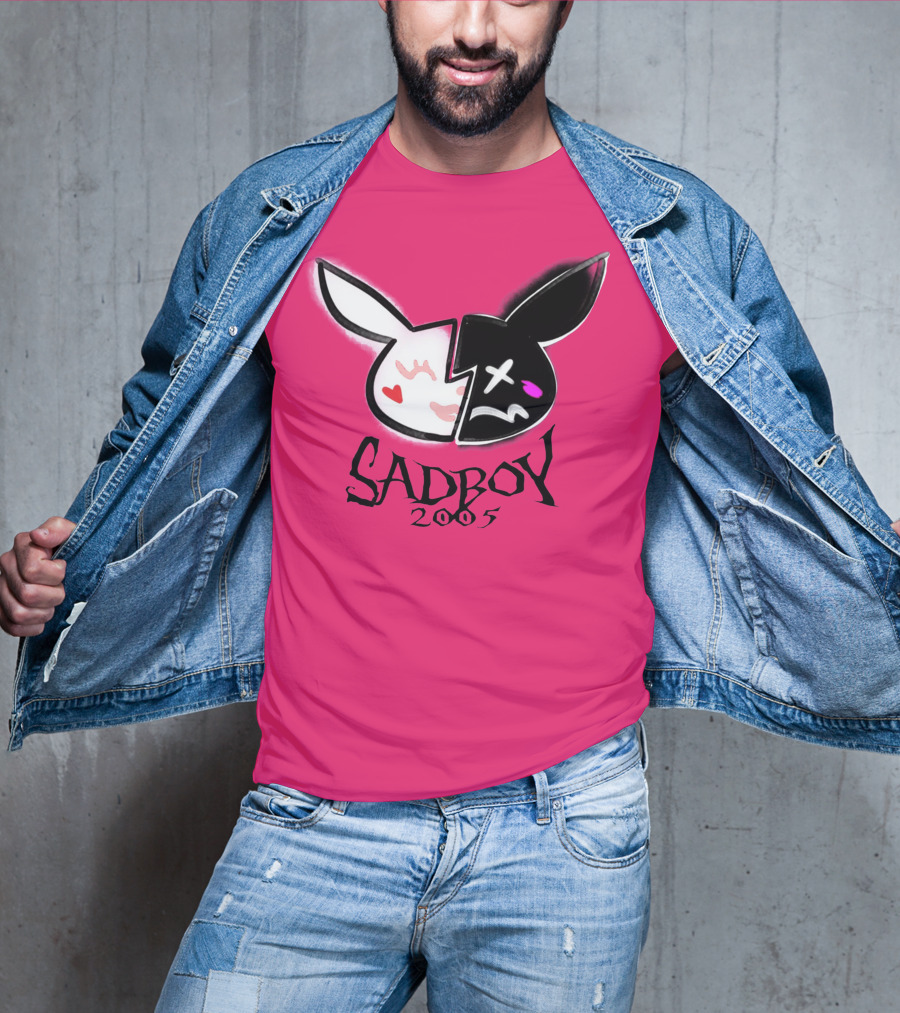 SADBOY 2005 Bunny Logo Pink Background T-Shirt