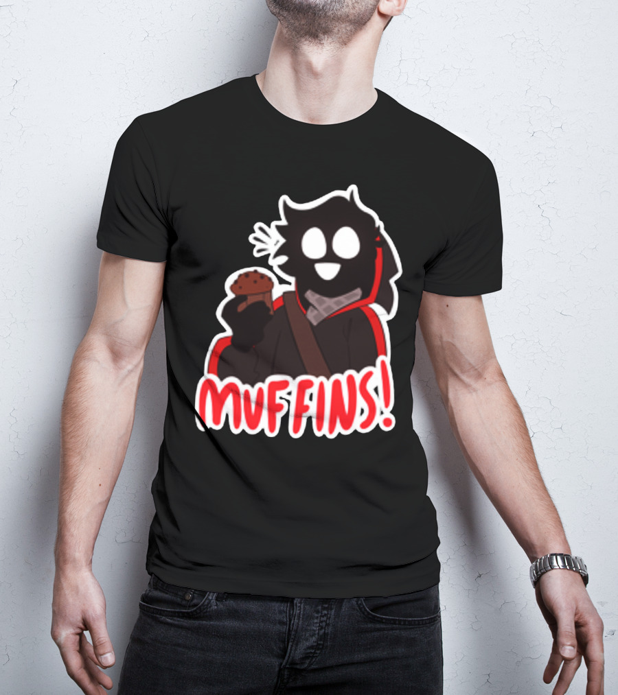 Muffins Character Holding Muffin With Red Outline T-Shirt