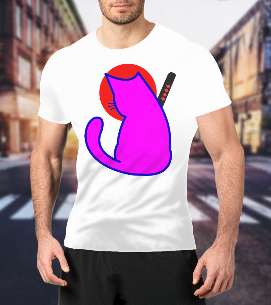 Sodapoppin Merch Pink Cat Samurai Sun T-Shirt