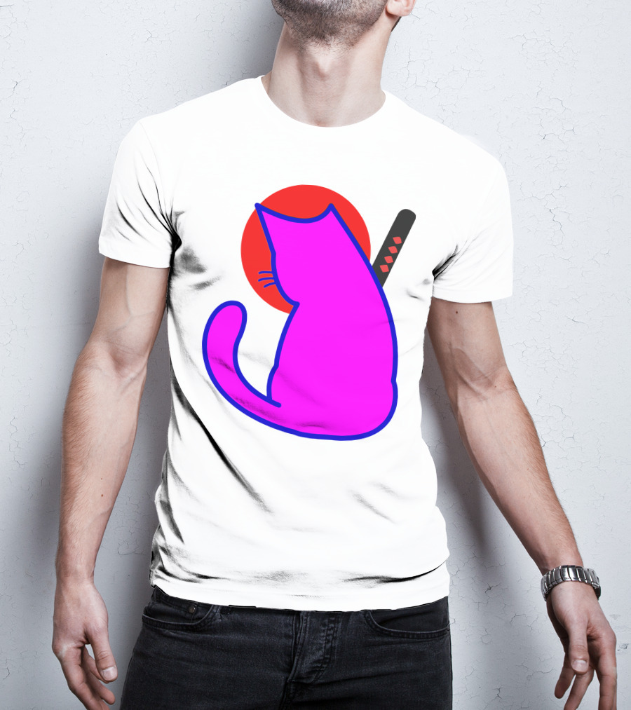 Sodapoppin Merch Pink Cat Samurai Sun T-Shirt