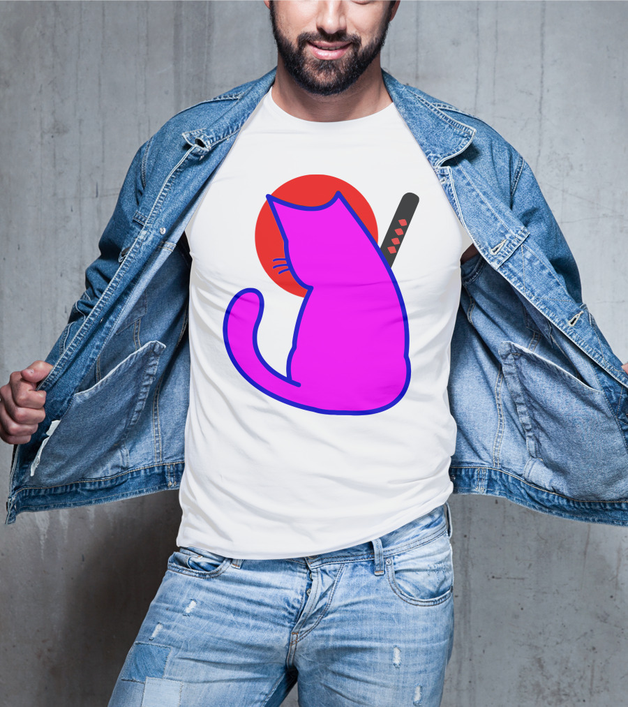 Sodapoppin Merch Pink Cat Samurai Sun T-Shirt