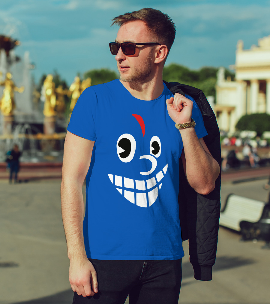 Lil Darkie Merch Blue Face Grin Red Accent T-Shirt