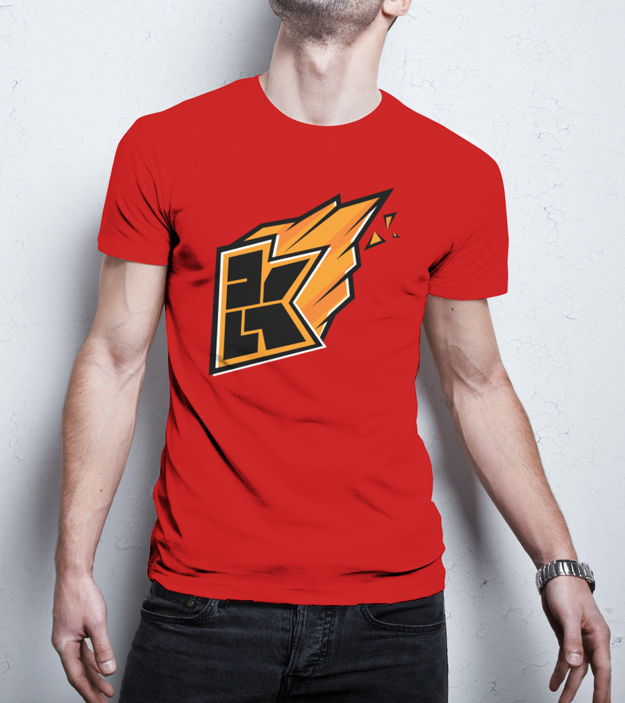 Kwebbelkop Merch Orange K Logo With Flame Effect T-Shirt