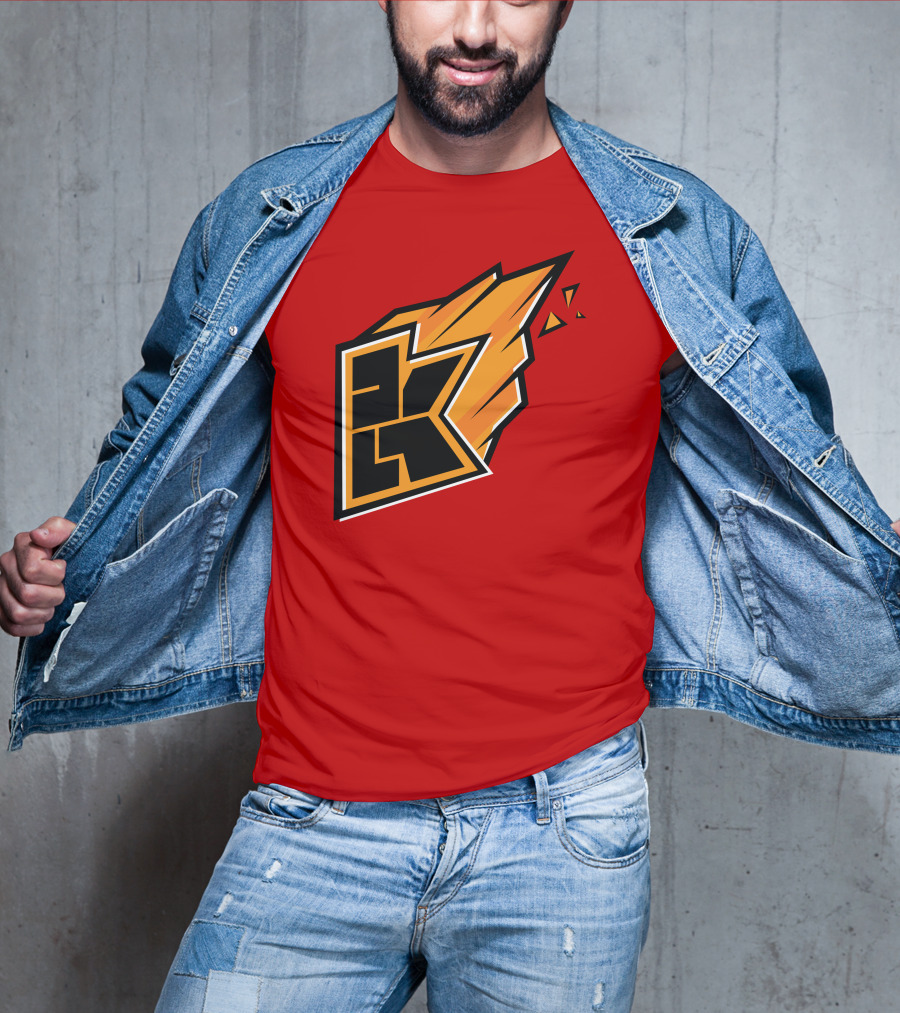 Kwebbelkop Merch Orange K Logo With Flame Effect T-Shirt