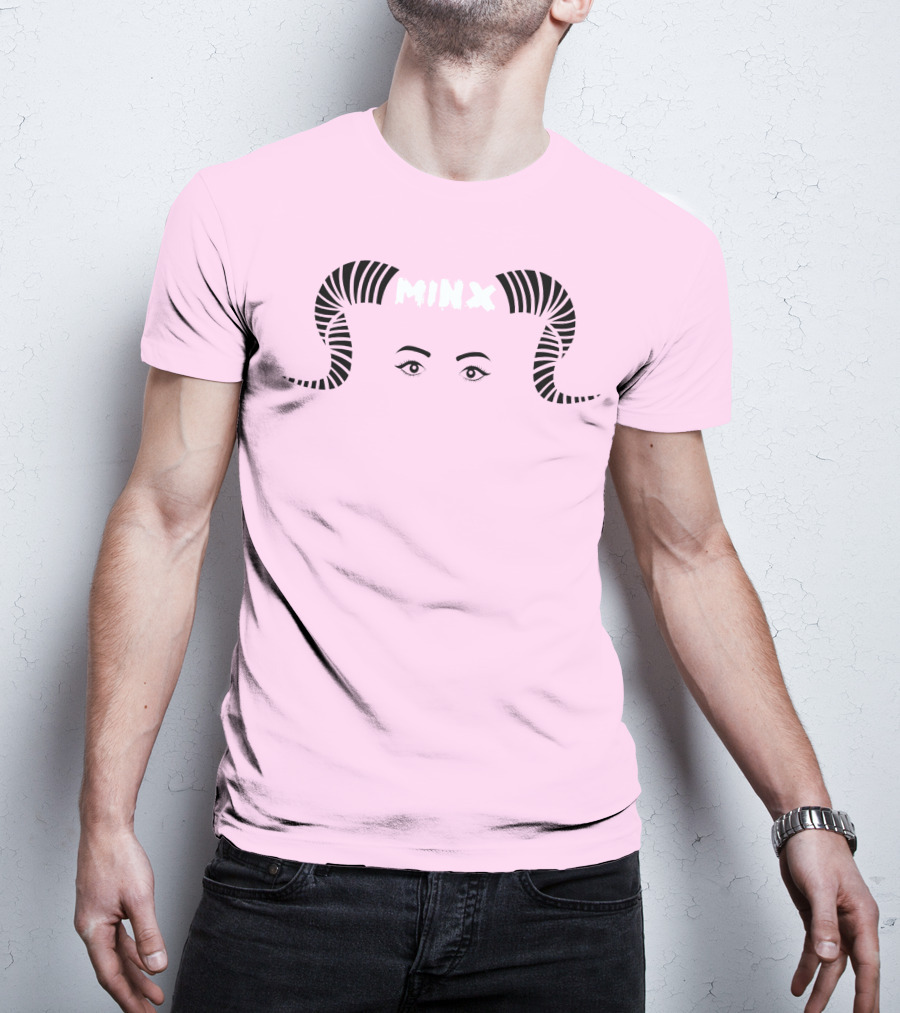 MINX Horned Eyebrow Expression Pink T-Shirt