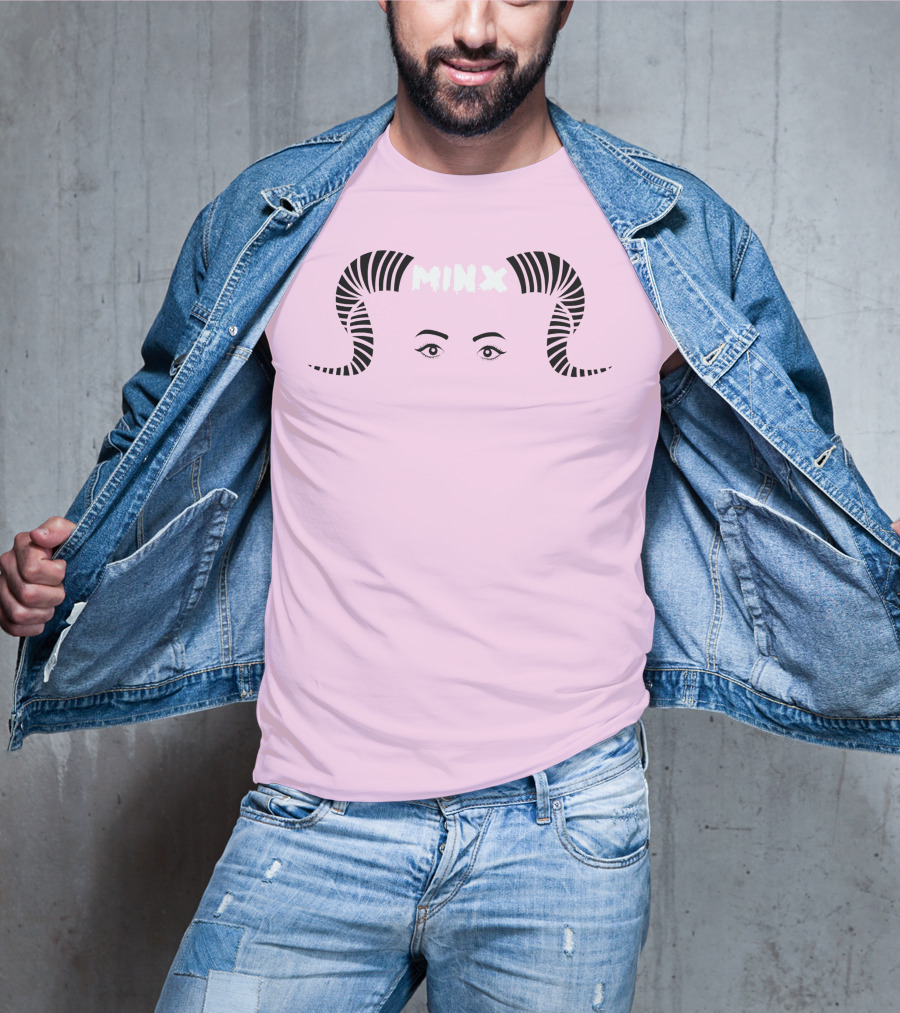 MINX Horned Eyebrow Expression Pink T-Shirt