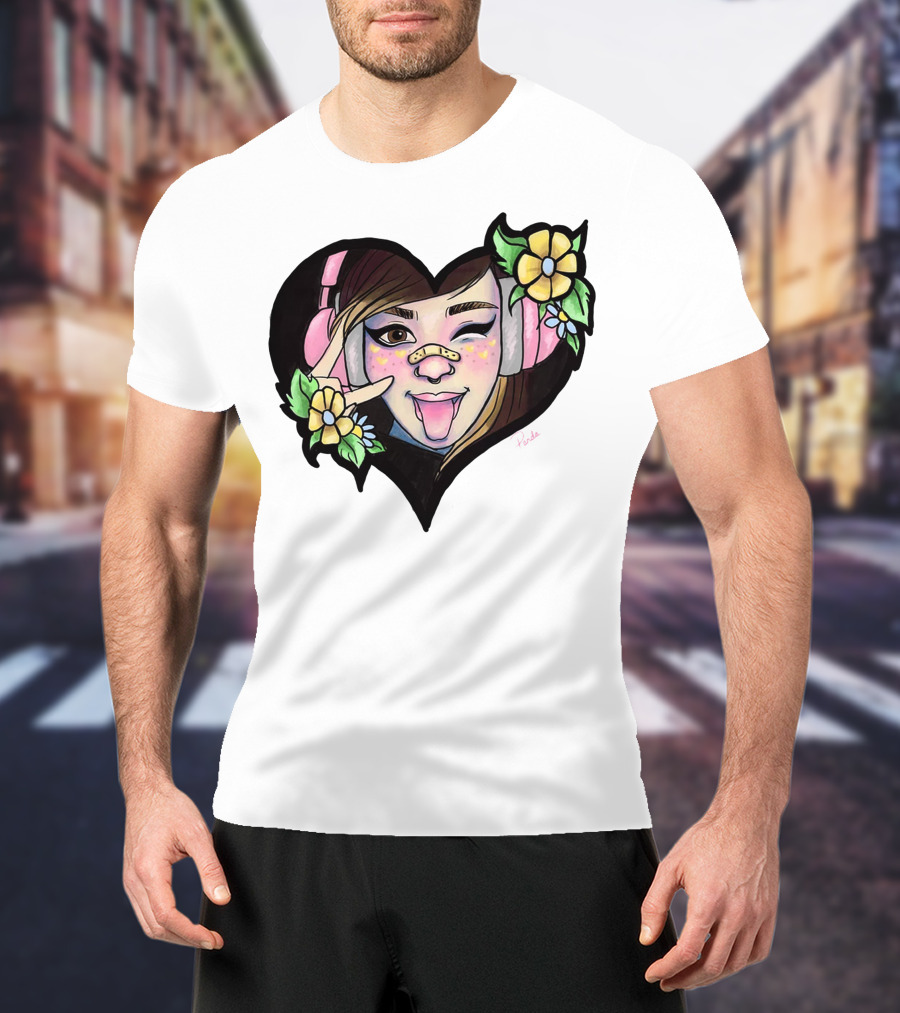 Digitalprincxss Heart Headphones And Flower T-Shirt