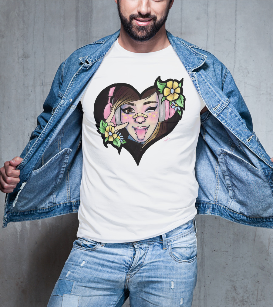 Digitalprincxss Heart Headphones And Flower T-Shirt