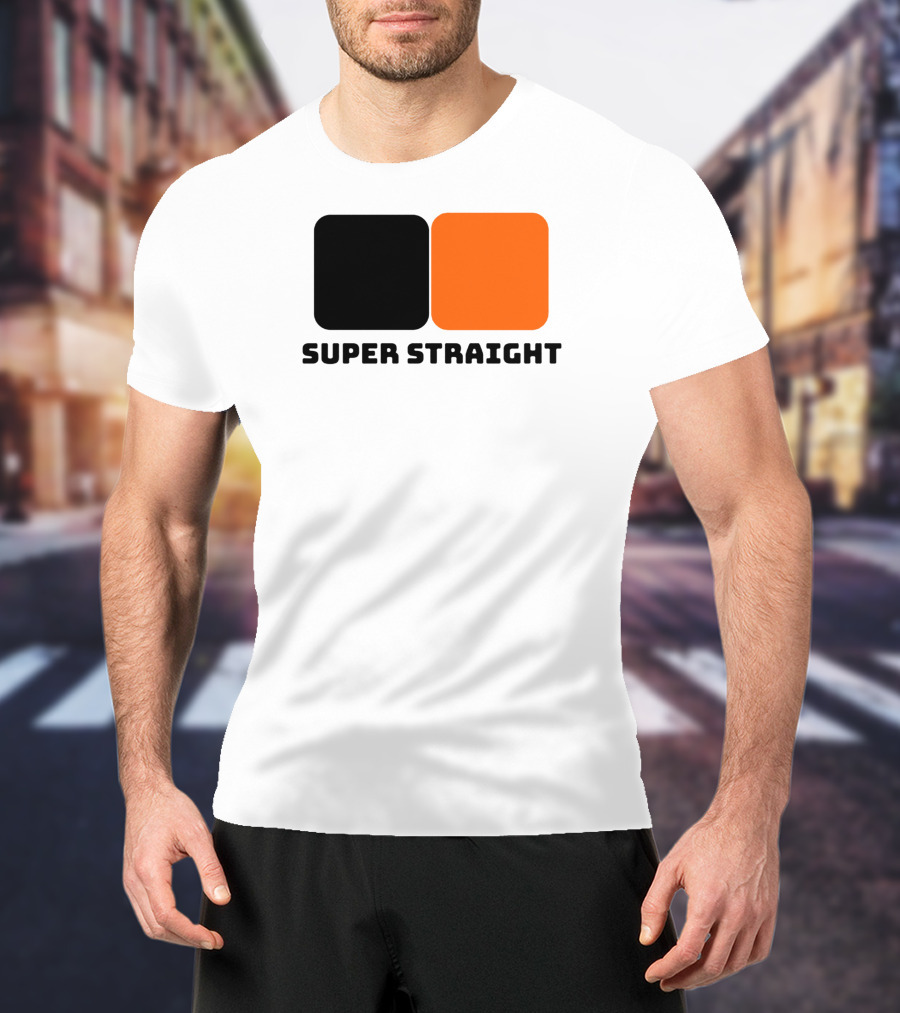 Super Straight Black Orange Square T-Shirt