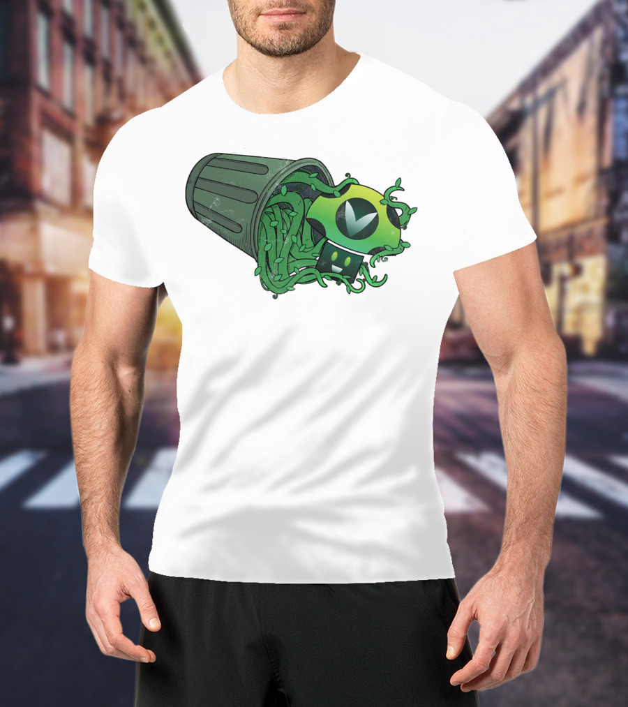 Vinesauce Trash Can With Green Goo And Controller T-Shirt