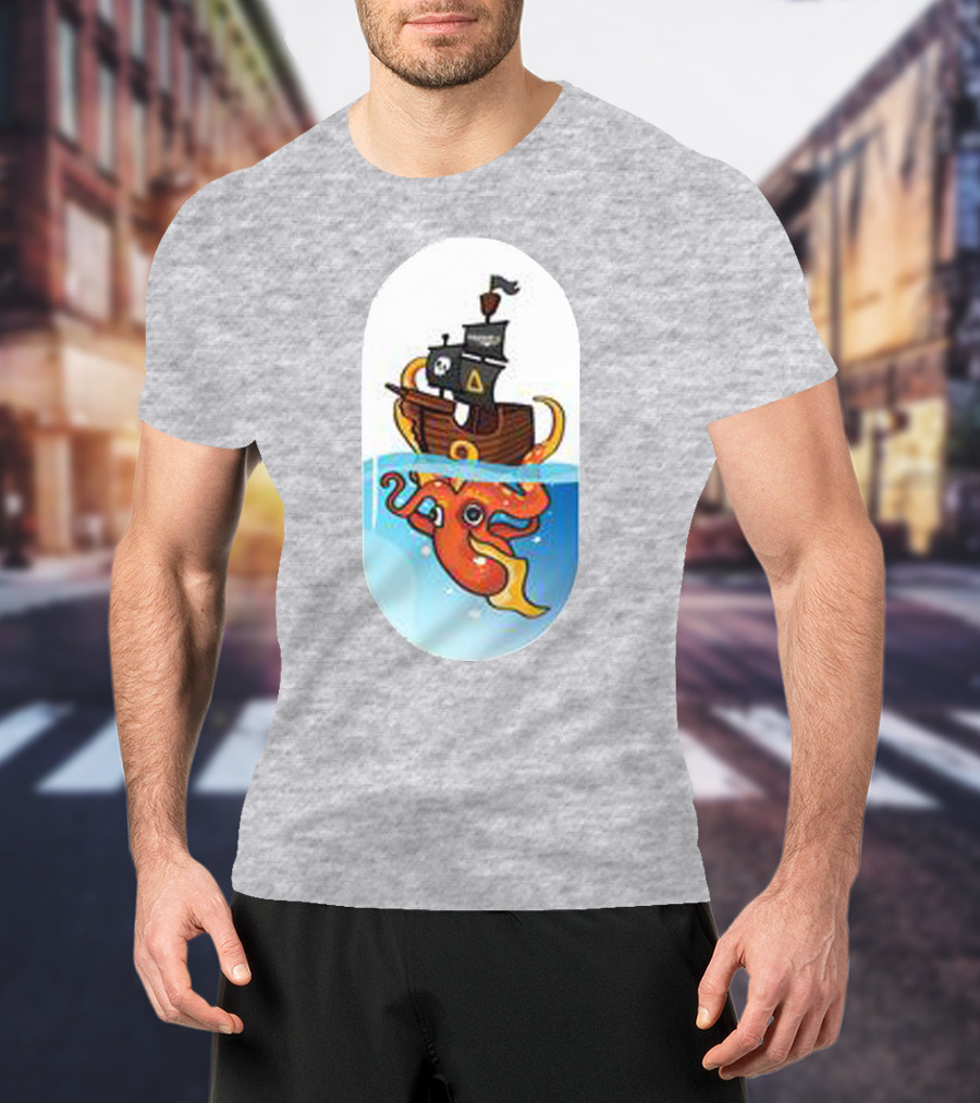 A For Adley Pirate Ship And Orange Octopus Adventure T-Shirt