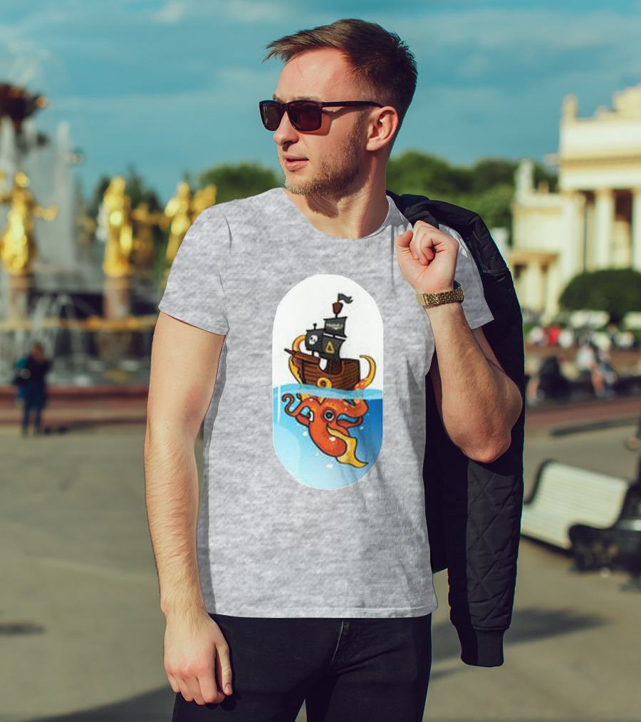 A For Adley Pirate Ship And Orange Octopus Adventure T-Shirt