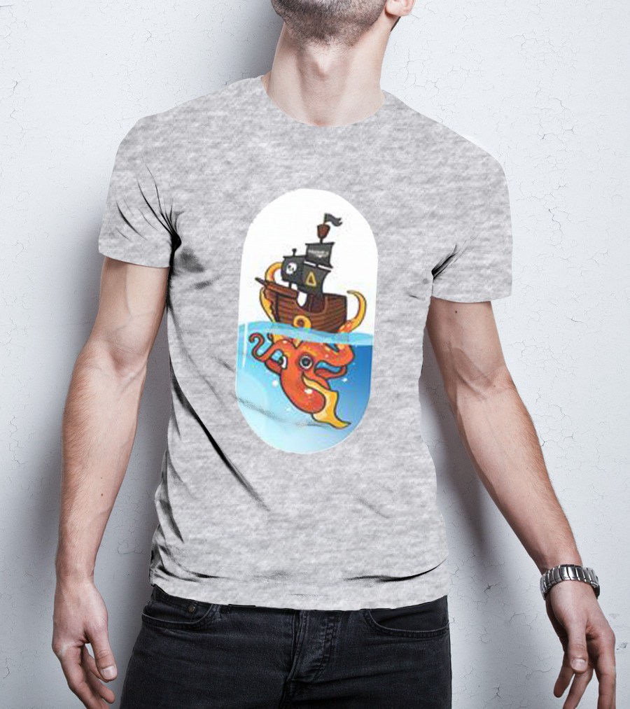 A For Adley Pirate Ship And Orange Octopus Adventure T-Shirt