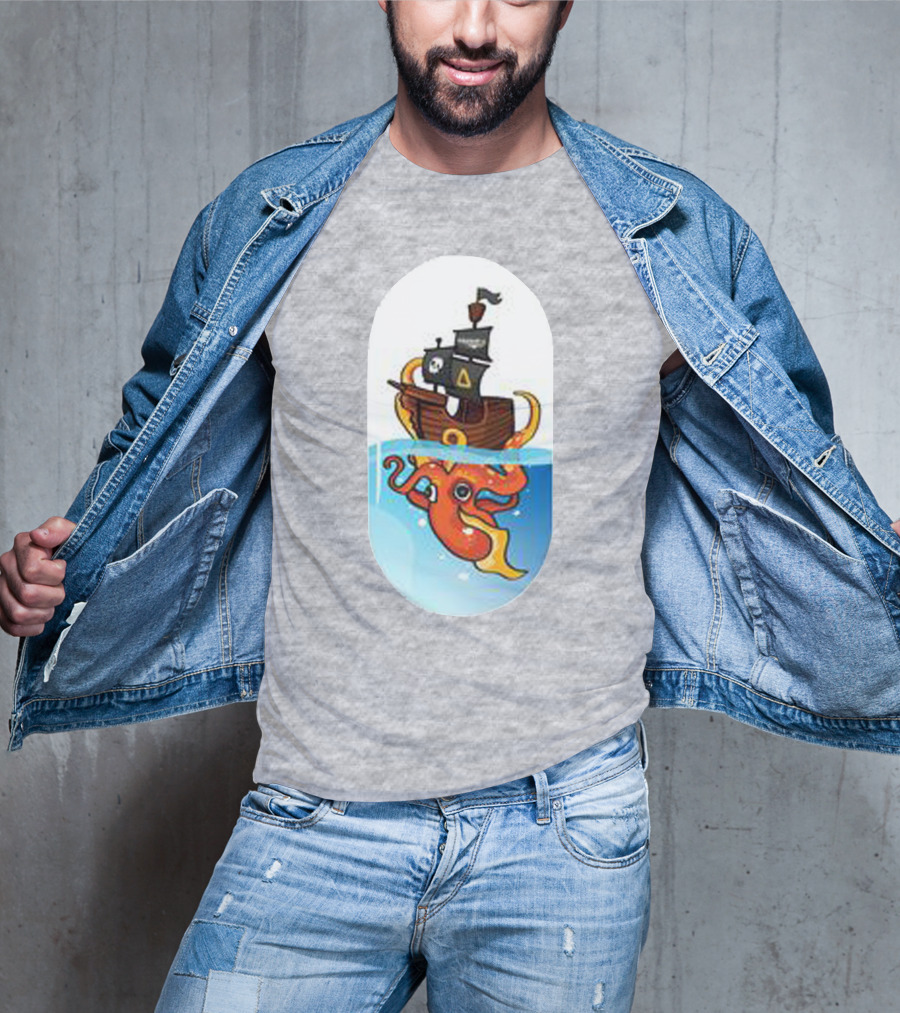 A For Adley Pirate Ship And Orange Octopus Adventure T-Shirt